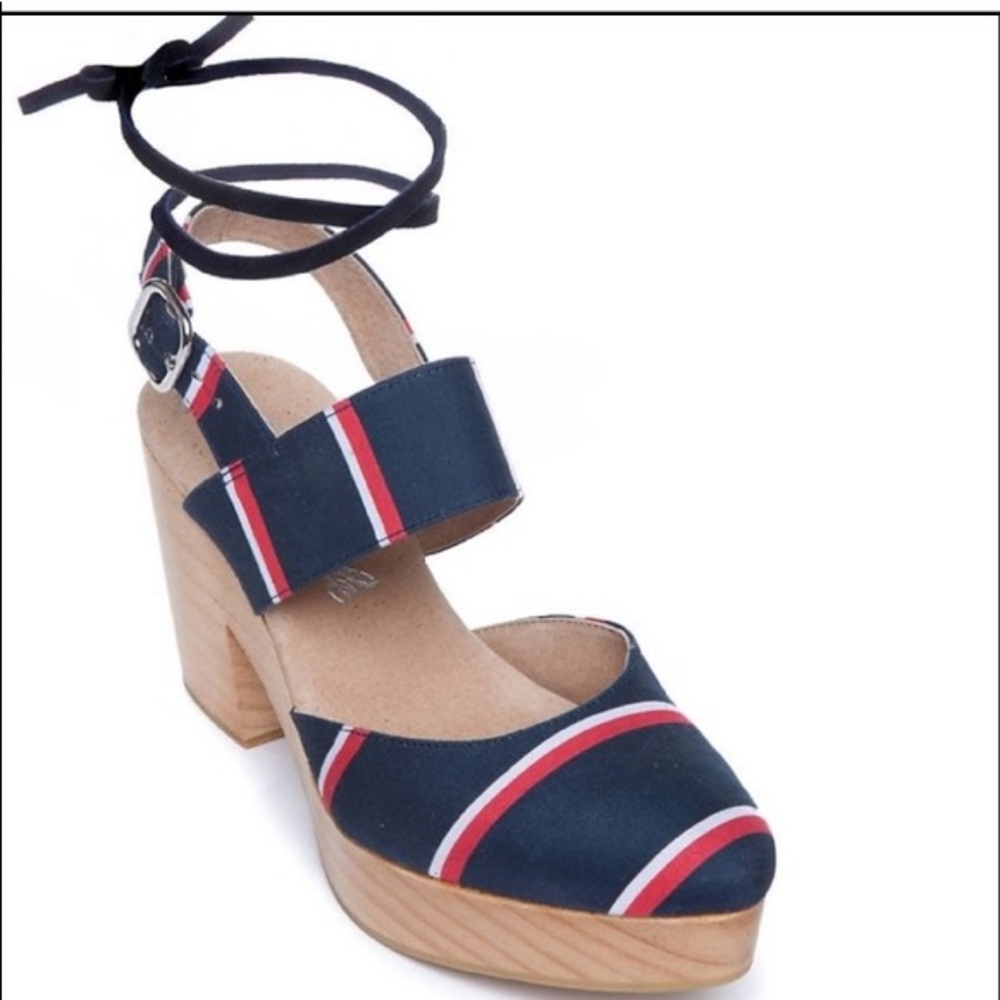 Free People Navy striped Monaco clogs